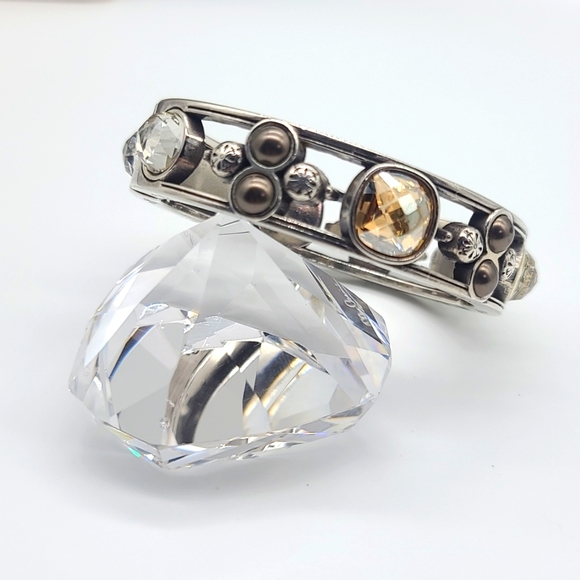 Brighton "SELENE" Hinged Cuff with Magnetic Clasp and Swarovski Crystals - Picture 2 of 13